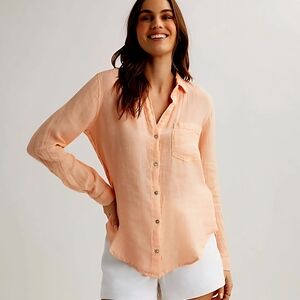 Cloth & Stone Anthropologie Light Coral Button-Down Shirt